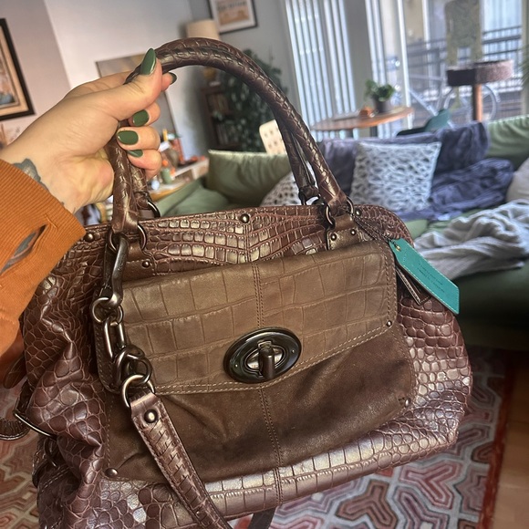 Coach Vintage Sadie Croc-Embossed Satchel - Picture 1 of 8
